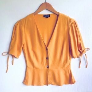 TOP SHOP Top Size 4 Peplum Henley V-Neck Lightweight